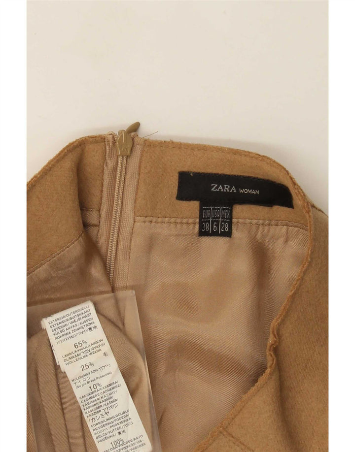 Zara Falda Acampanada para Mujer EU 38 Small W28 Lana Marrón