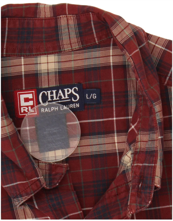 Chaps Camisa para hombre grande de algodón a cuadros burdeos
