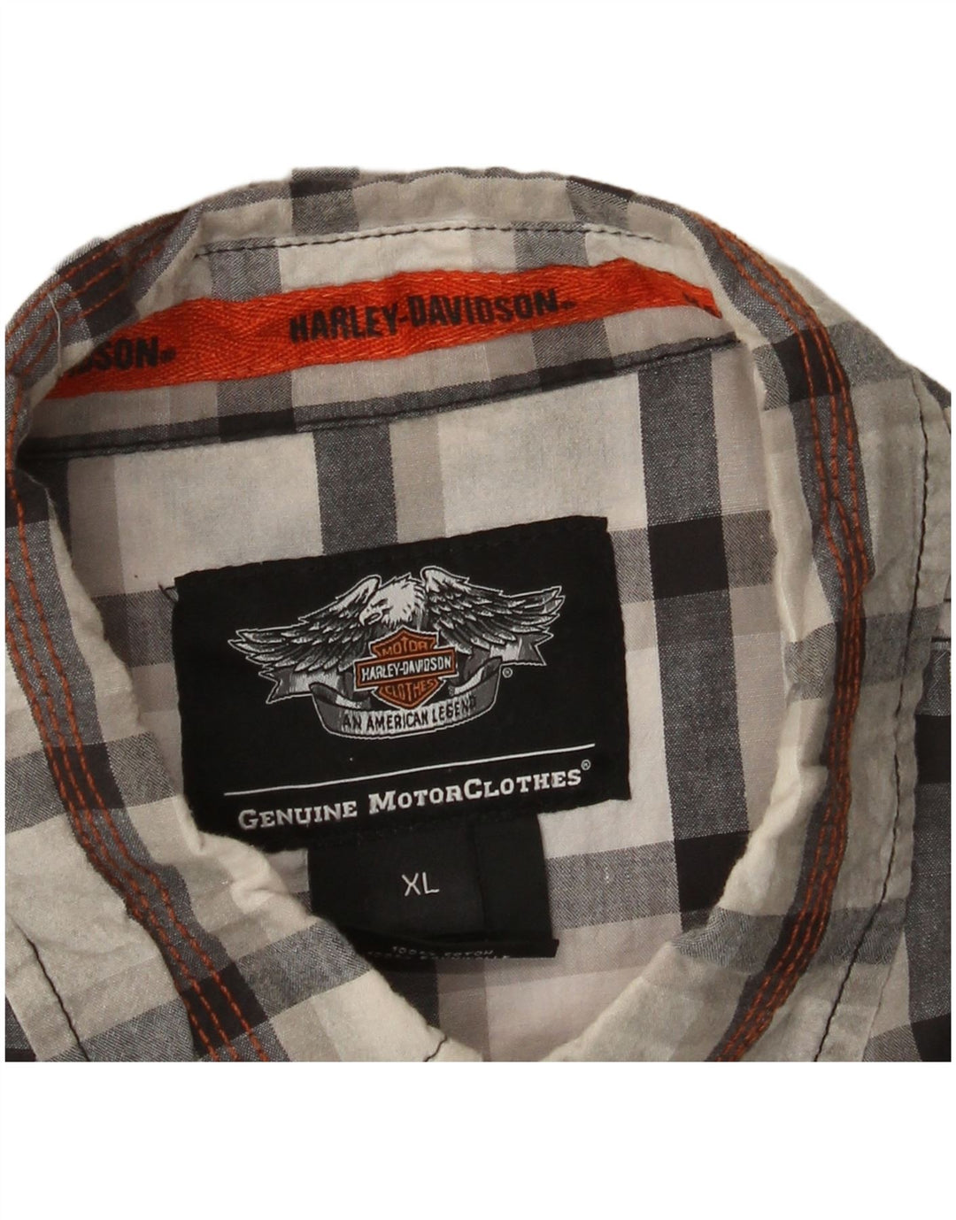 Harley Davidson Camisa gráfica de manga corta para hombre XL Algodón a cuadros gris