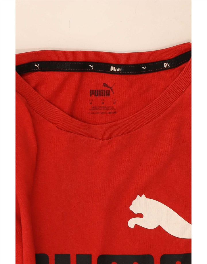 Puma - Camiseta gráfica para hombre, parte superior de algodón rojo mediano