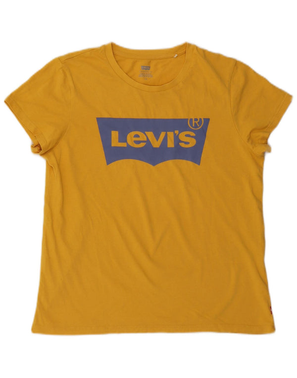 Levi's Camiseta gráfica para mujer Top UK 46 Large Algodón amarillo