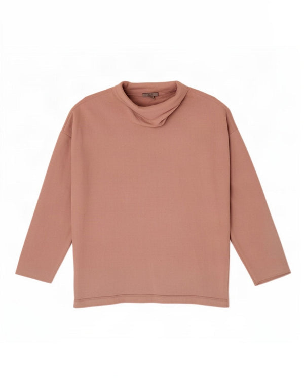 Cos Suéter tipo jersey con cuello vuelto y manga 3/4 para mujer UK 40 Lana rosa mediana