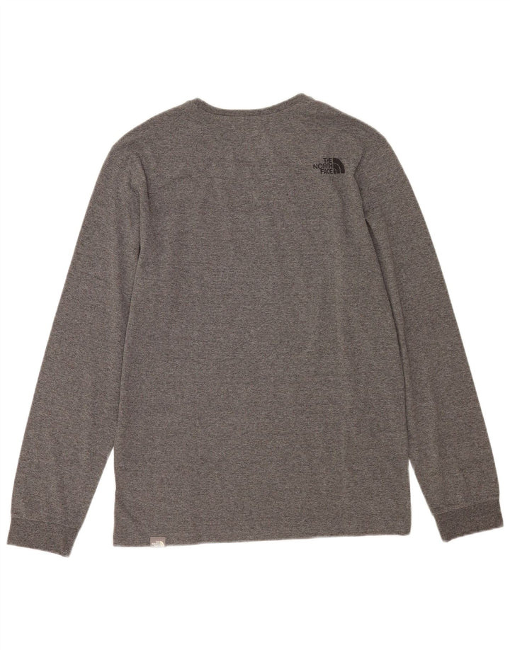 The North Face Camiseta de manga larga para hombre de algodón moteado gris pequeño