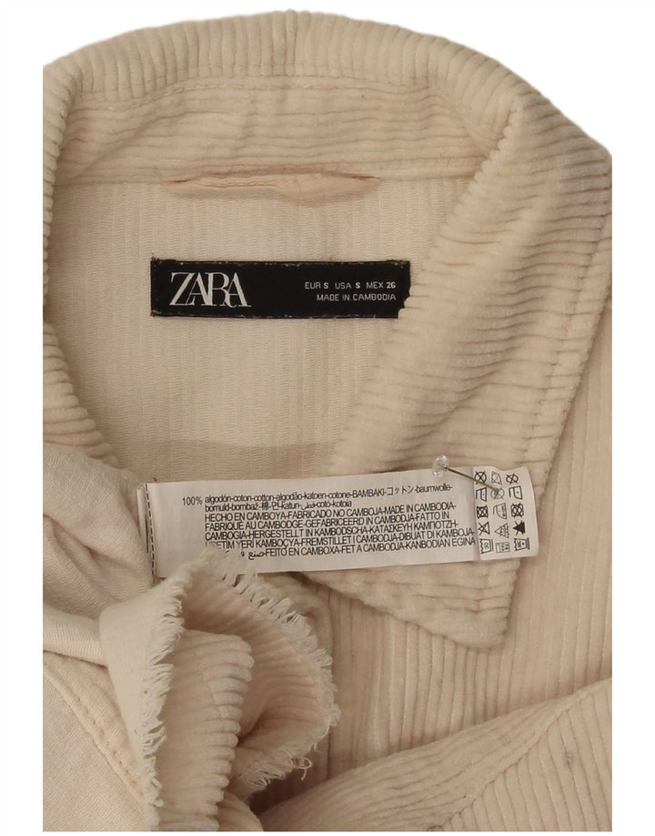 Zara Mujer Chaqueta De Pana Extragrande UK 10 Small Off White Cotton