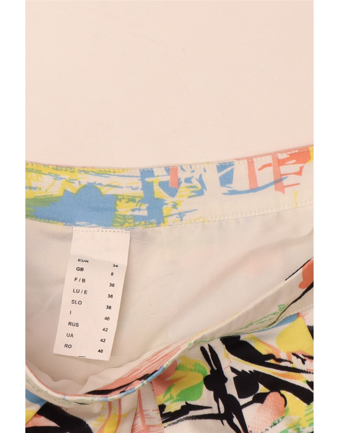 VINTAGE Mujer Patrón Abstracto Mini Falda Reino Unido 8 Pequeño W28 Multicolor