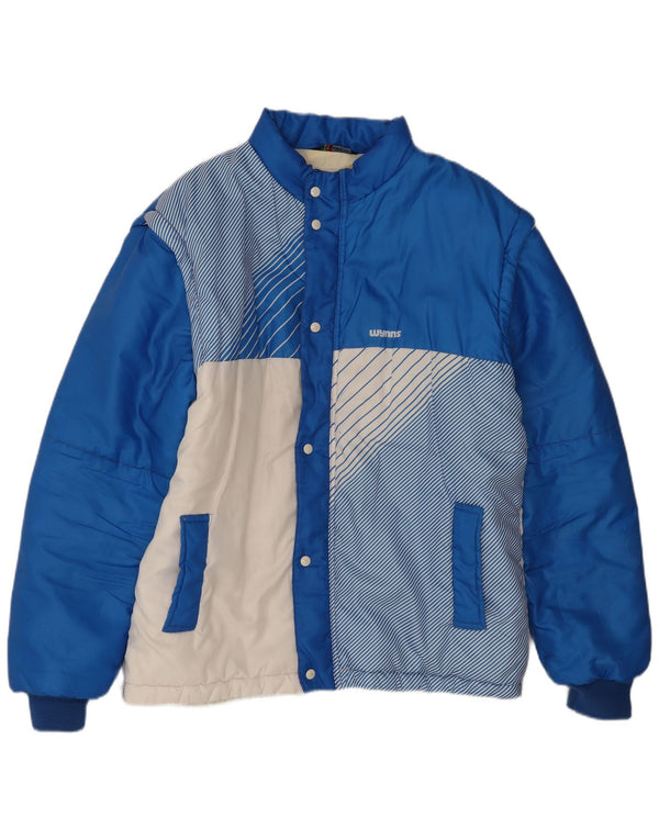 Chaqueta acolchada vintage para hombre Reino Unido 42 XL Bloque de color azul