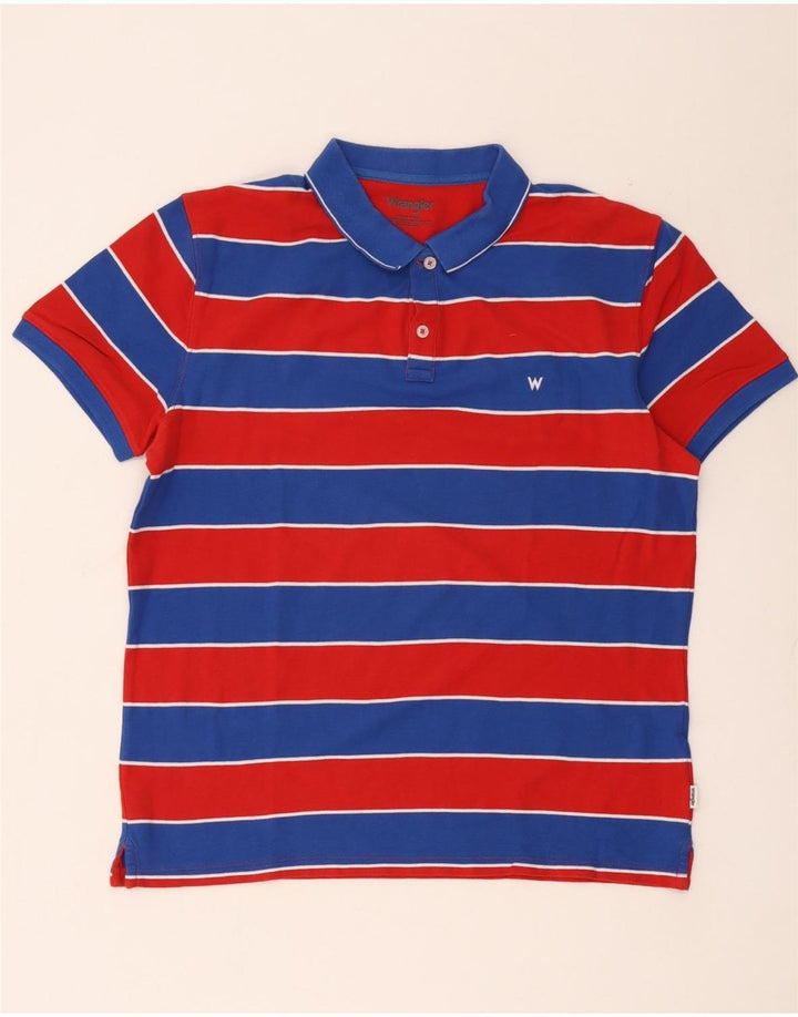 Wrangler Polo para hombre de algodón a rayas rojas grandes