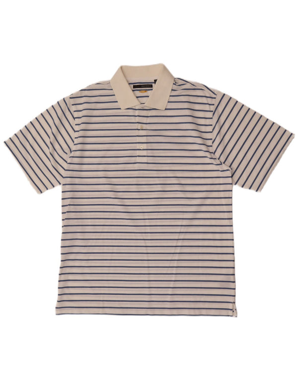 Greg Norman Polo para hombre de algodón a rayas blancas grandes