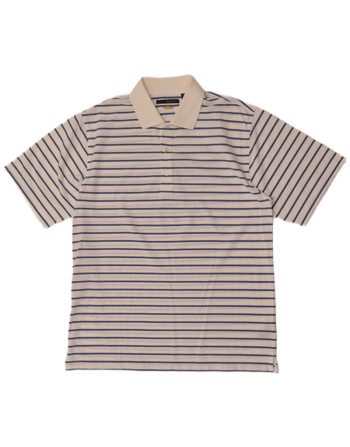 Greg Norman Polo para hombre de algodón a rayas blancas grandes