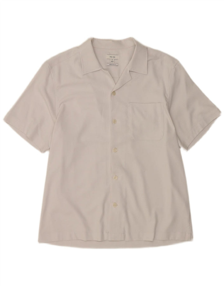 Camisa Reiss Hombre Manga Corta Regular Fit XL Poliéster Blanco
