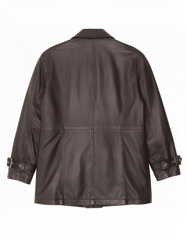 Vintage mujer chaqueta de cuero de gran tamaño Reino Unido 10 pequeño negro