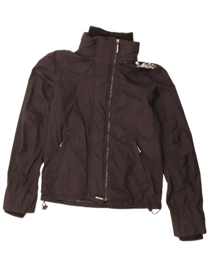 Superdry Chaqueta impermeable gráfica para hombre, talla 36, nailon negro pequeño
