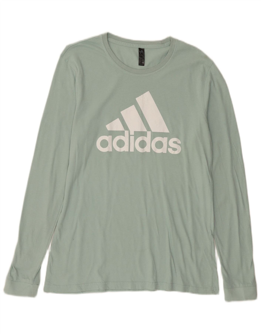 ADIDAS Mujer Gráfico Top Manga Larga UK 12/14 Verde Medio