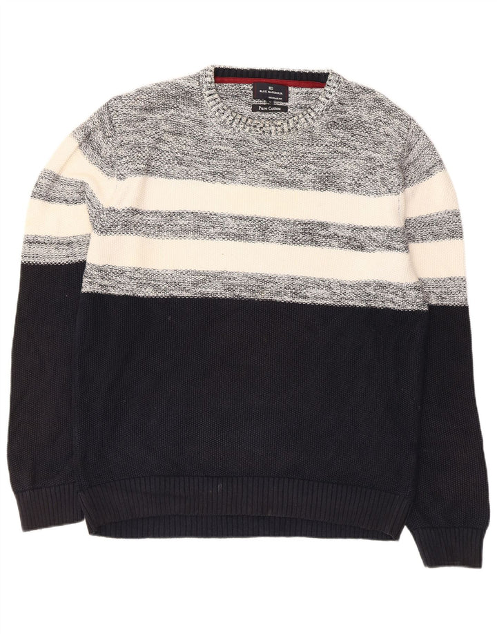Marks & Spencer Jersey De Cuello Redondo Para Hombre Color Block Azul Marino Mediano