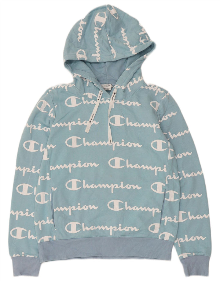 CHAMPION Jersey con capucha gráfico para mujer UK 12 Azul medio
