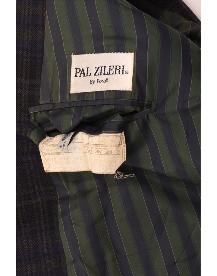 Pal Zileri Chaqueta tipo blazer con doble botonadura para hombre IT 50 Large Navy Blue Check