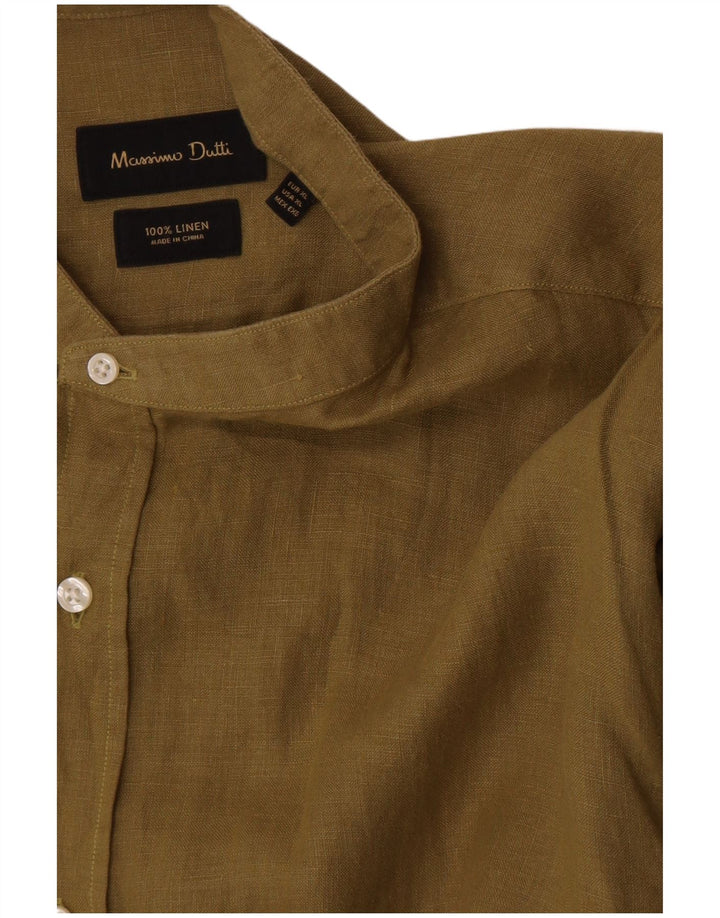 Camisa Massimo Dutti Hombre XL Lino Caqui