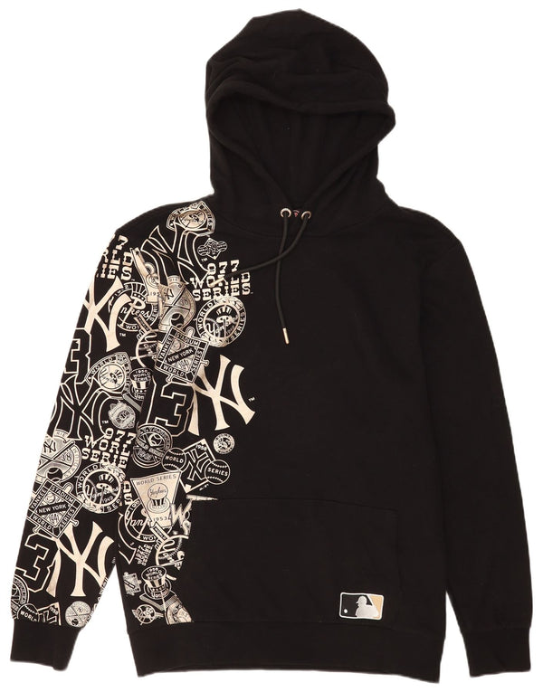 Majestic Mens New York Graphic Hoodie Jumper Medium Black Cotton