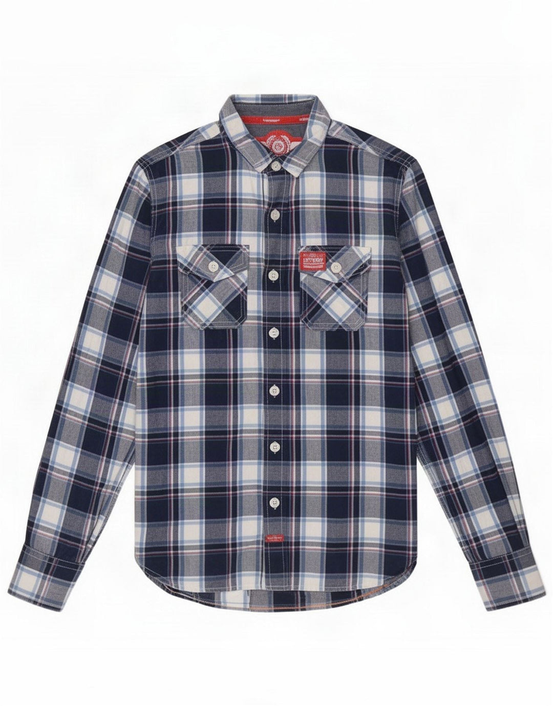 Camisa Superdry Para Hombre Pequeña De Algodón A Cuadros Azul Marino