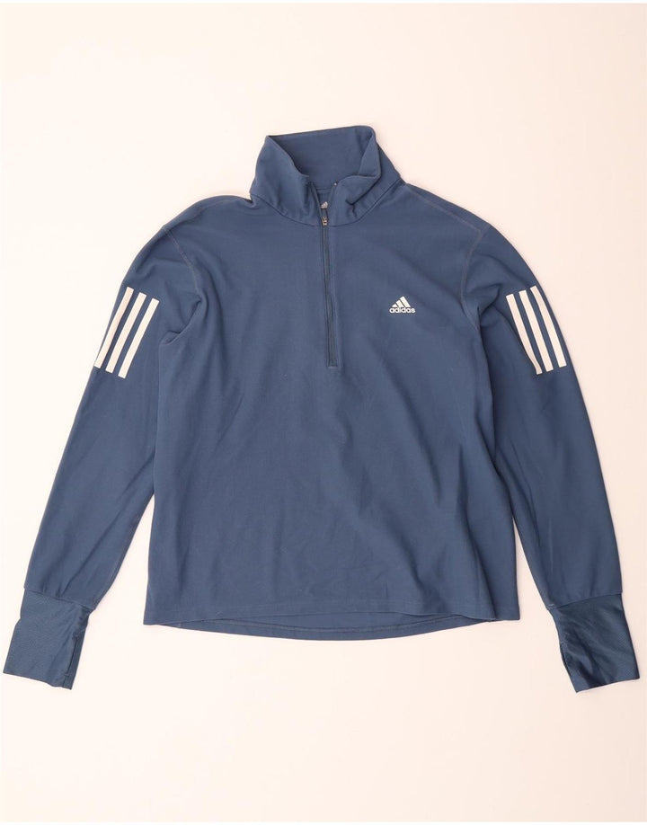 ADIDAS Womens Aeroready Pullover Tracksuit Top UK 12/14 Medium Blue Vintage Adidas and Second-Hand Adidas from Messina Hembry 