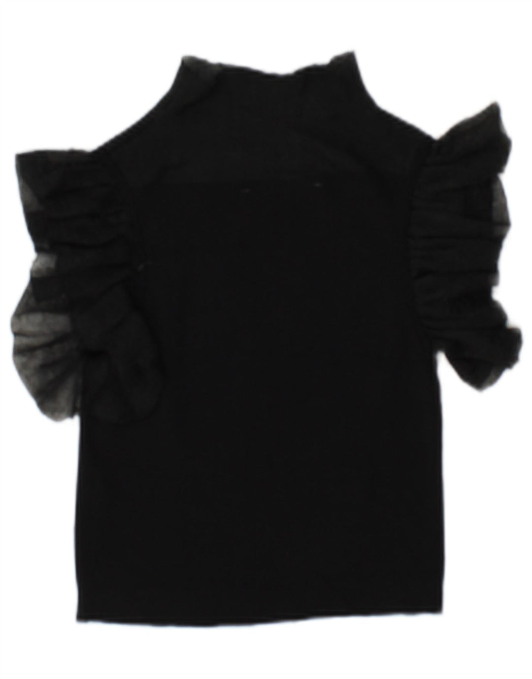 Zara Mujer Blusa Transparente Top UK 10 Small Viscosa Negra