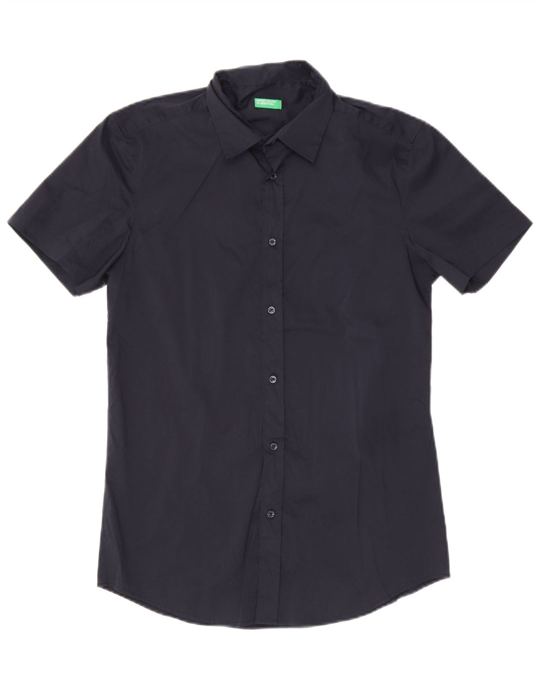 Benetton Hombre Camisa Manga Corta Medio Azul Marino