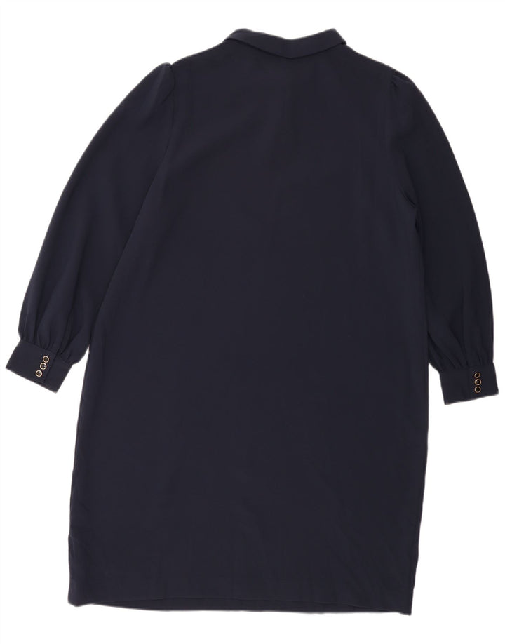 Marks & Spencer Vestido recto de manga larga para mujer UK 40 XL Poliéster azul marino
