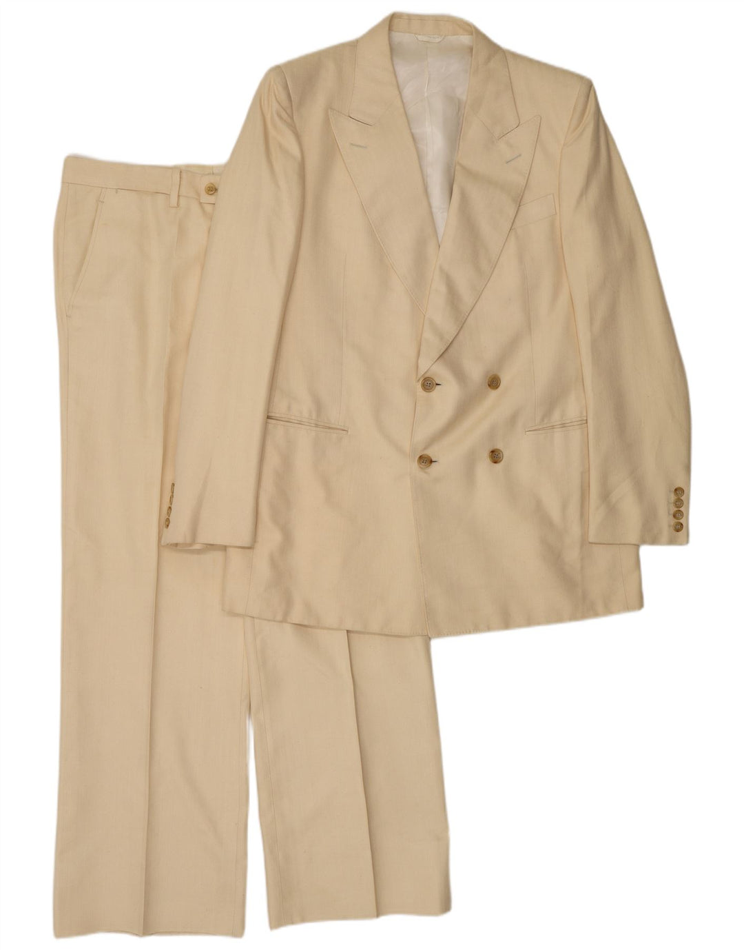 Traje vintage para hombre de 2 piezas grande W34 L30 seda beige