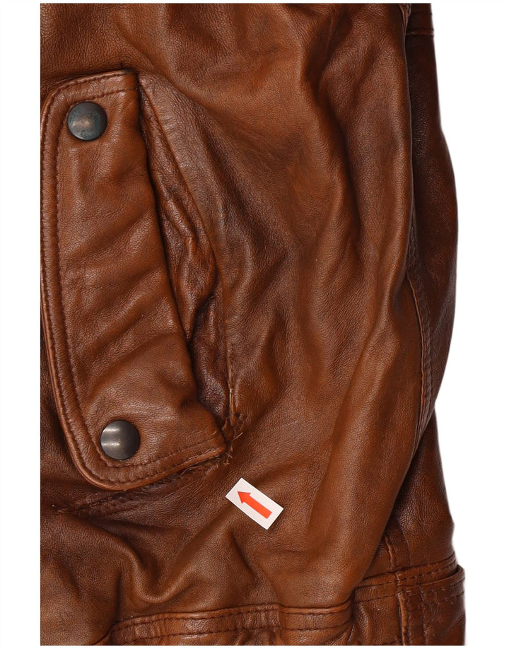 Vintage chaqueta de cuero para hombre Reino Unido 40 cuero marrón grande