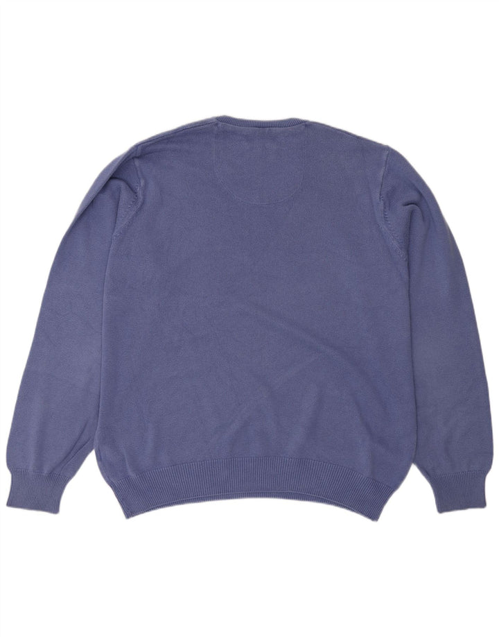 Marks & Spencer Jersey con cuello en V para hombre, color azul, talla grande, algodón azul