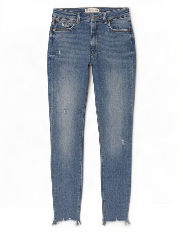 Zara Jeans Ajustados Desgastados para Mujer EU 38 Small W28 L26 Algodón Azul
