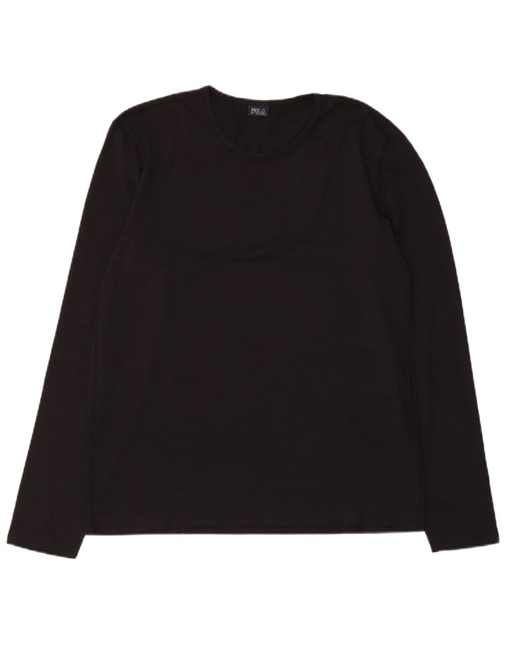 FILA Hombre Top Manga Larga Medio Negro