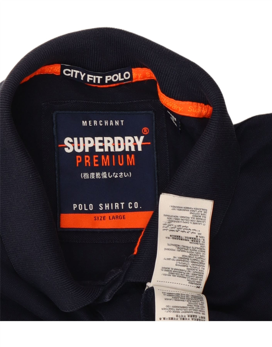 SUPERDRY Polo para hombre grande de algodón azul marino