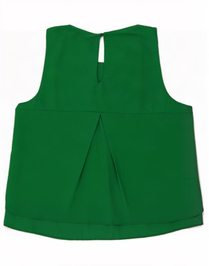 Zara Mujer Blusa Sin Mangas Top UK 6 XS Verde Poliéster