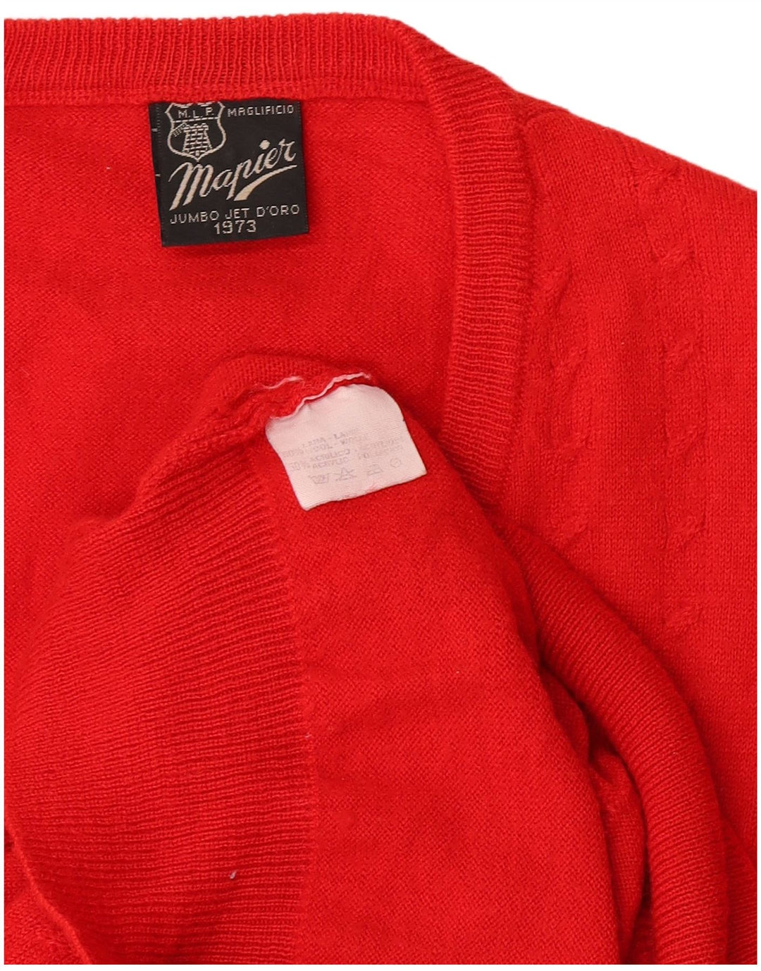 Mapier - Jersey con cuello en V para mujer, talla 40, lana roja mediana