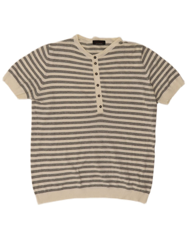 Zara Polo Hombre Rayas Gris Grande