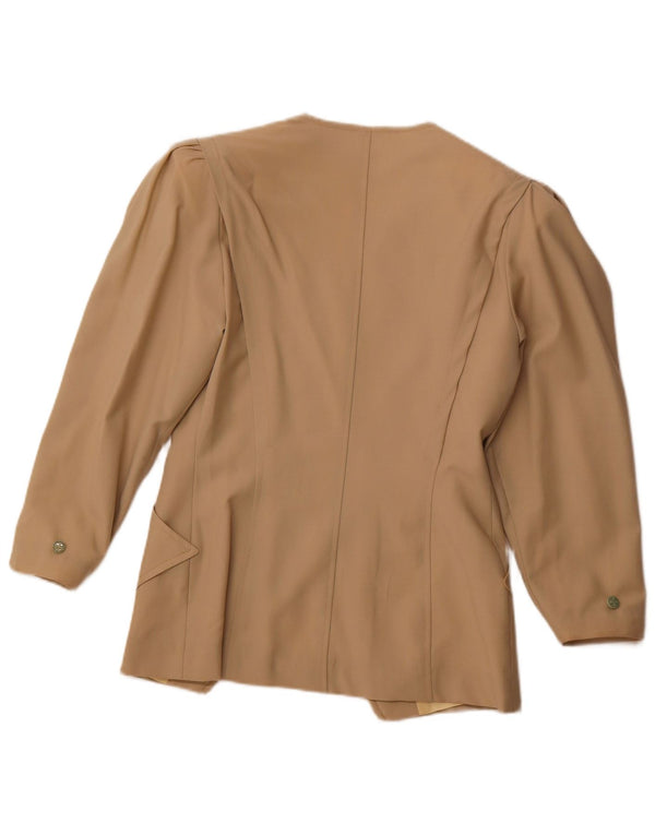 VINTAGE Chaqueta Blazer de Mujer de Doble Botonadura IT 44 Lana Beige Mediana