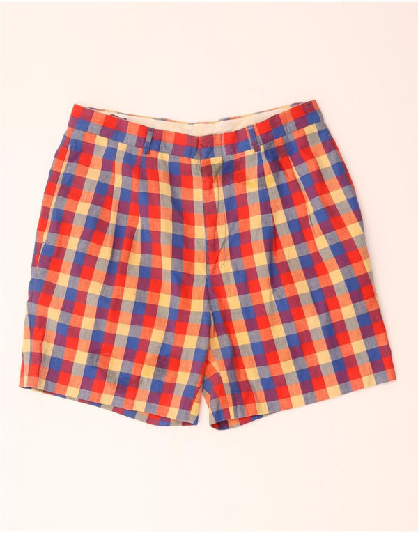 PENINSULA Pantalones cortos chinos para hombre Medium W30 Algodón a cuadros multicolor