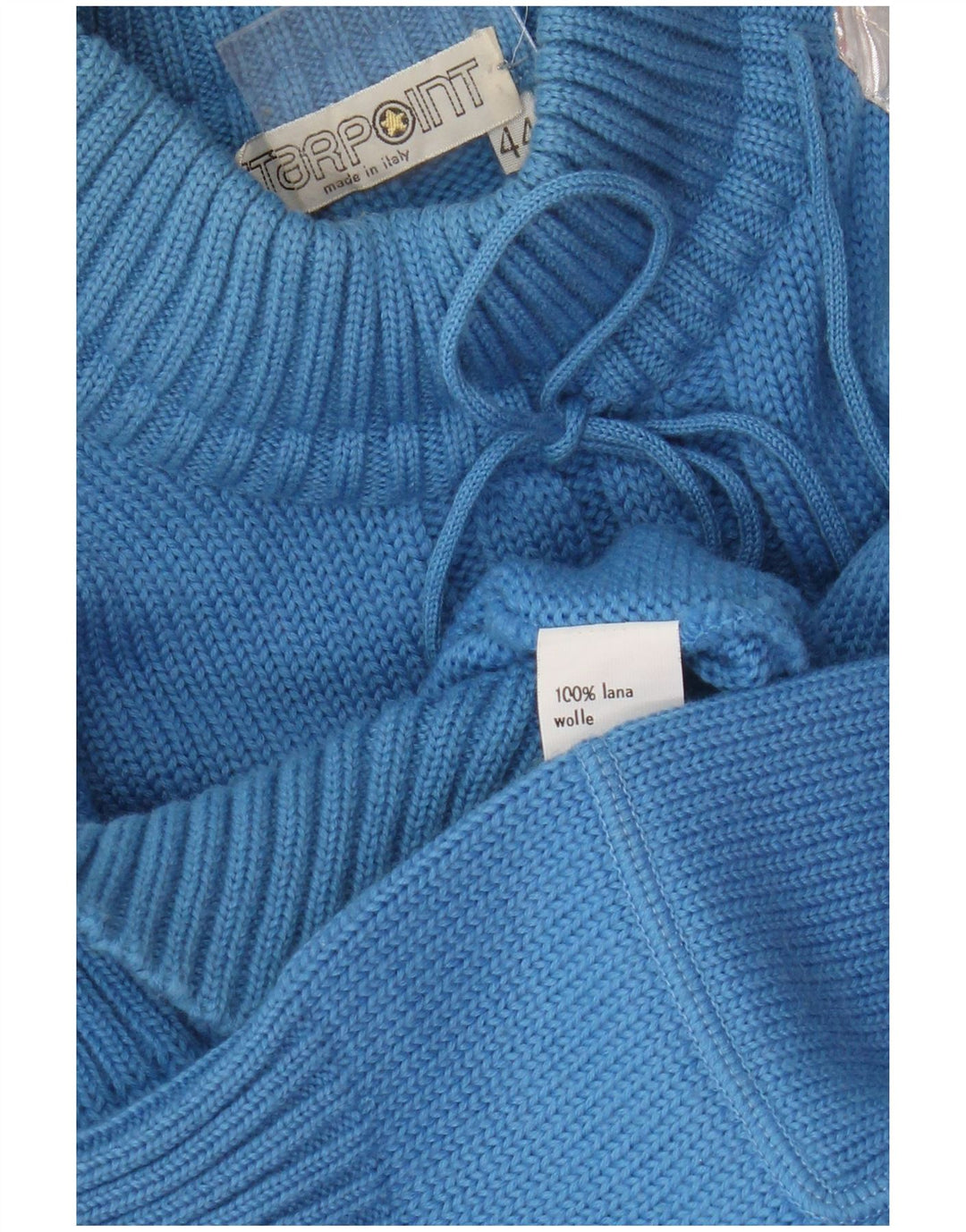 Vintage mujer cuello tortuga jersey suéter IT 44 bloque de color azul medio