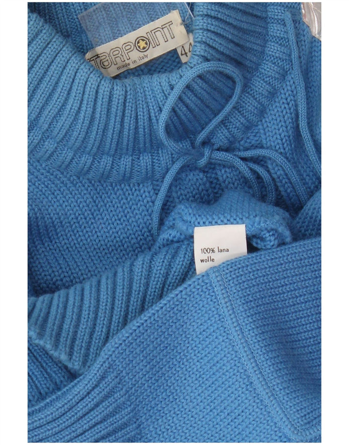 Vintage mujer cuello tortuga jersey suéter IT 44 bloque de color azul medio