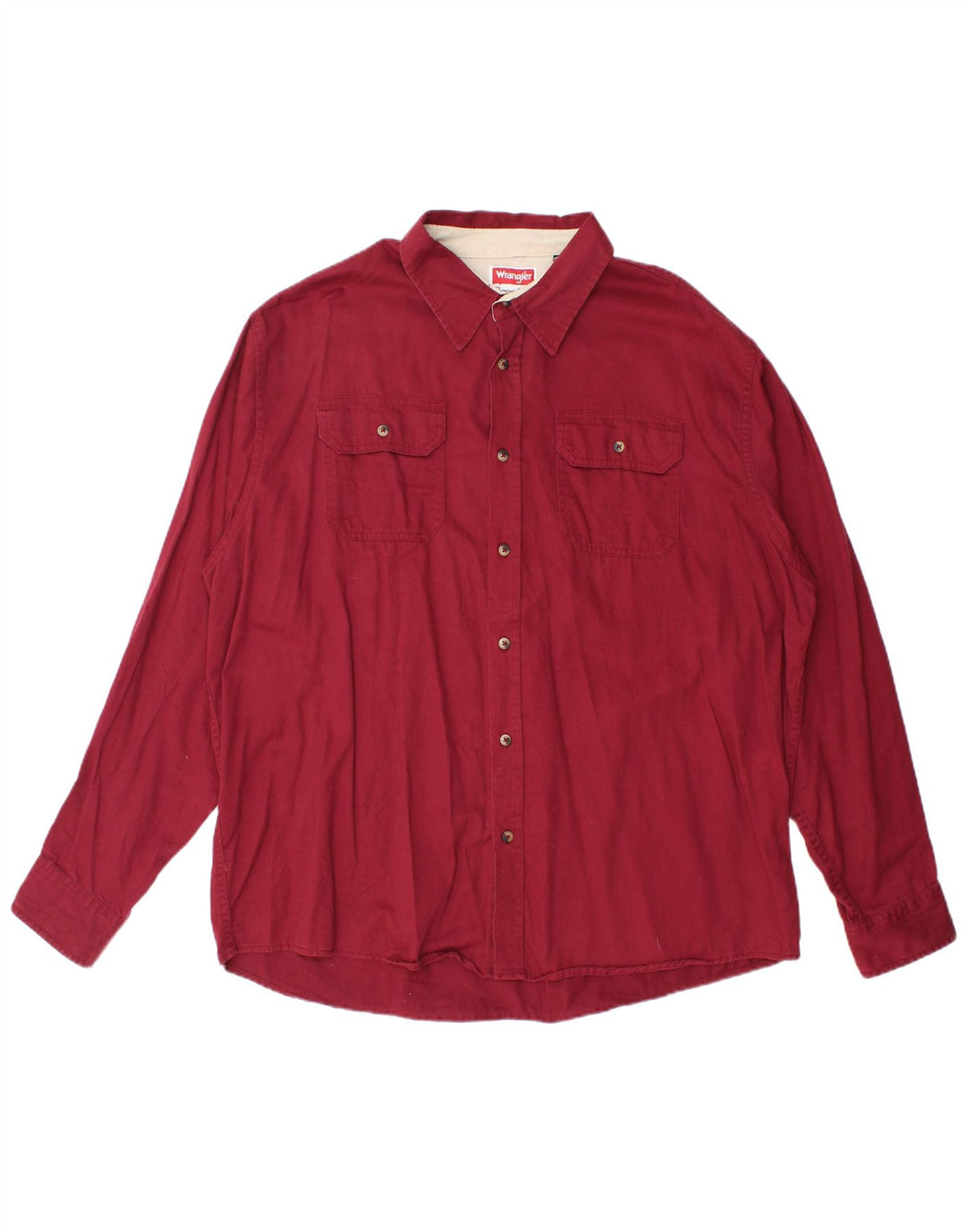 Camisa Wrangler Hombre XL Algodón Burdeos