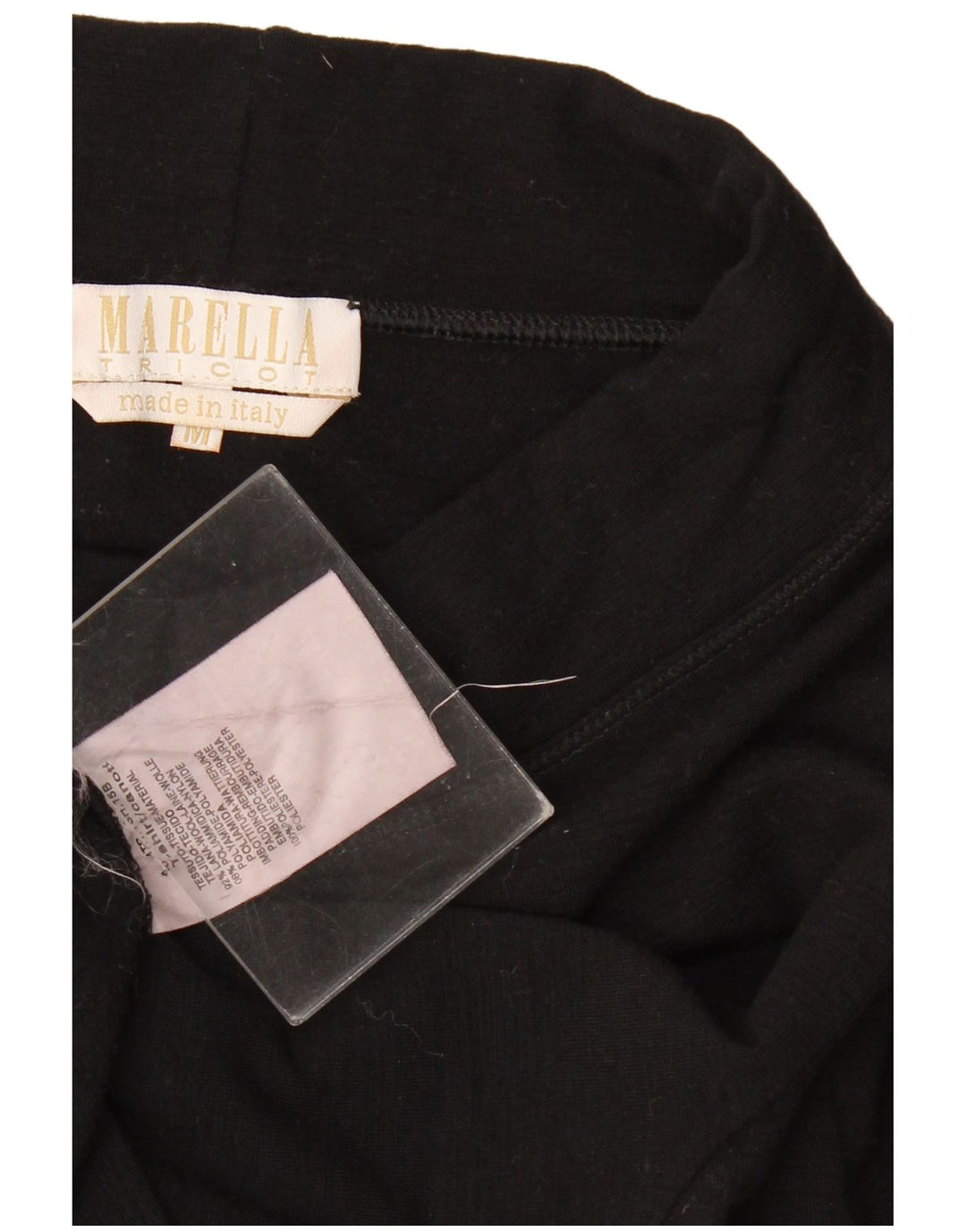 Marella Suéter tipo jersey con cuello alto y manga 3/4 para mujer UK 40 Medium Black