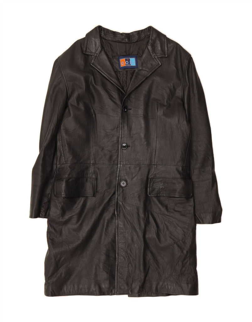 VINTAGE Mens Leather Coat UK 42 XL Black Leather Vintage Vintage and Second-Hand Vintage from Messina Hembry 
