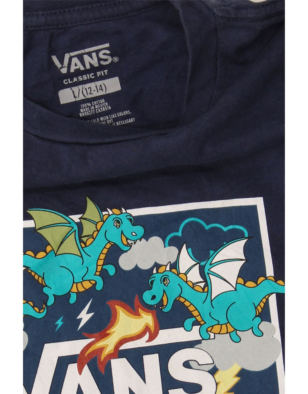 VANS Camiseta gráfica de ajuste clásico para niños 12-13 años Grande Azul marino