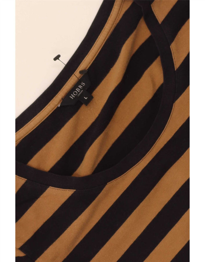 Hobbs Top Mujer Manga 3/4 UK 40 Grande Marrón Rayas