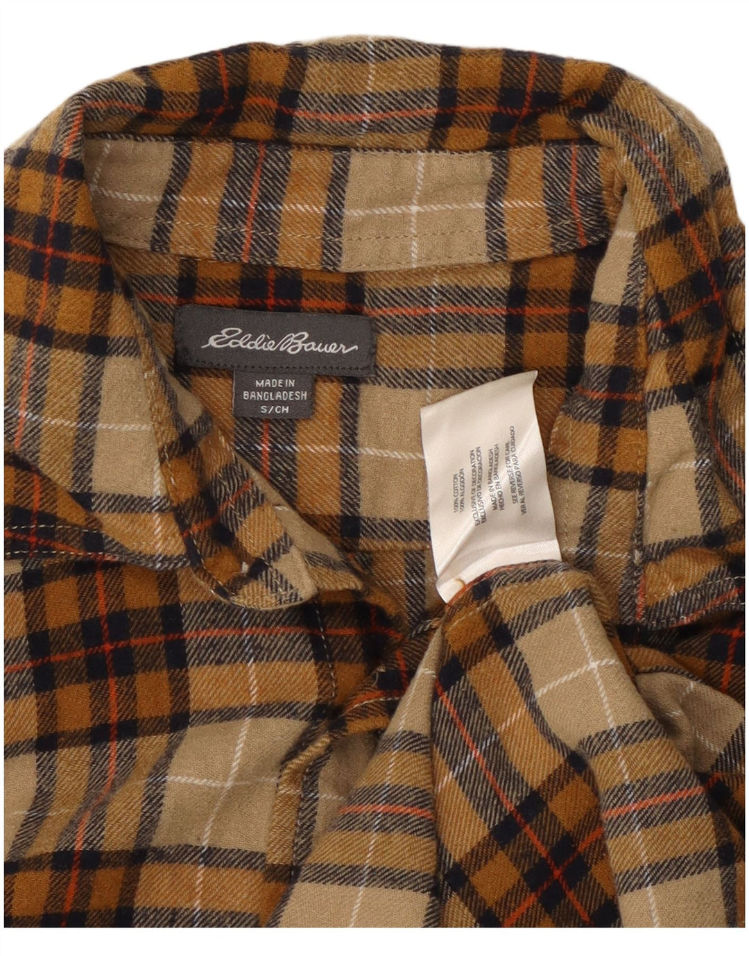 EDDIE BAUER Camisa de franela para hombre Algodón a cuadros beige pequeño