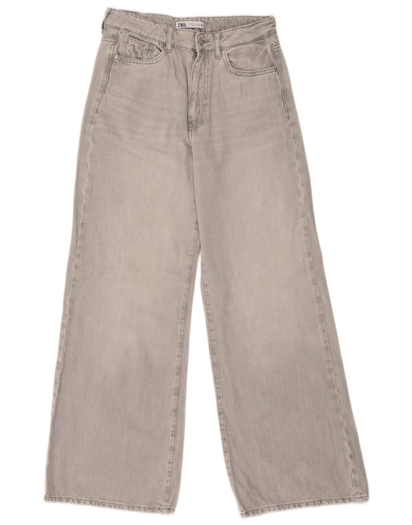 Zara Womens High Waist Wide Leg Jeans EU 38 Small W28 L31 Grey Cotton