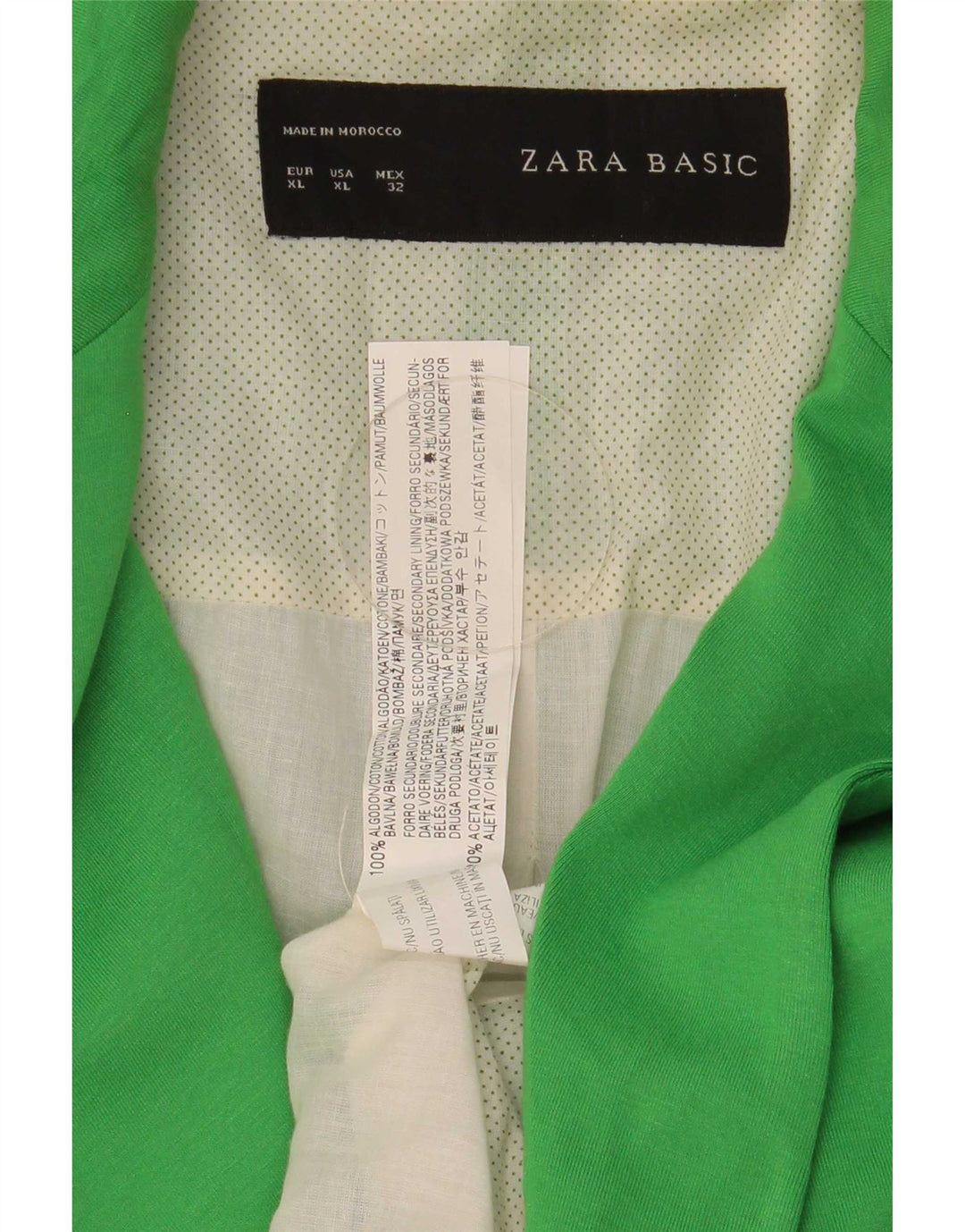 Zara Mujer Chaqueta Blazer De 1 Botón UK 40 XL Algodón Verde
