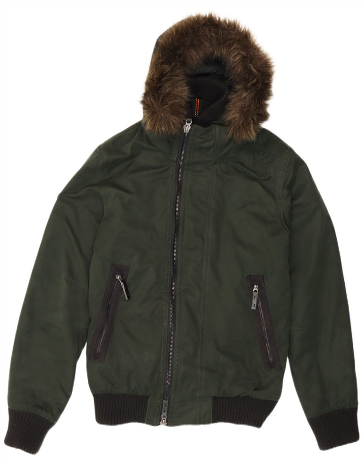 Superdry Chaqueta bomber con capucha para hombre ES 36 Small Verde Colorblock Poliéster