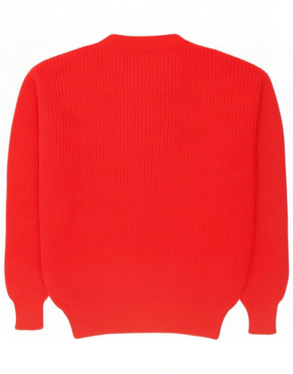 Suéter vintage con cuello redondo para hombre UK 50 3XL Lana roja